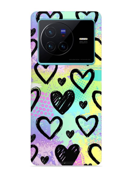 Bright Pattern Hearts Snap Case for Vivo X80