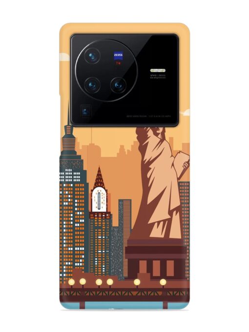 New York Statue Of Liberty Architectural Scenery Snap Case for Vivo X80 Pro Zapvi