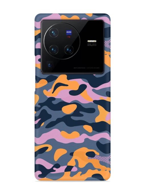 Camouflage Army Military English Orange Art Snap Case for Vivo X80 Pro Zapvi