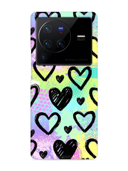 Bright Pattern Hearts Snap Case for Vivo X80 Pro Zapvi