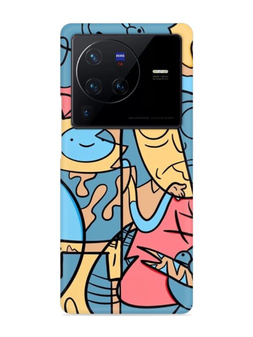 Silly Face Doodle Snap Case for Vivo X80 Pro Zapvi