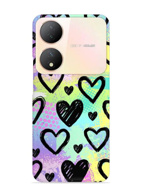 Bright Pattern Hearts Snap Case for Vivo Y100 (5G) Zapvi