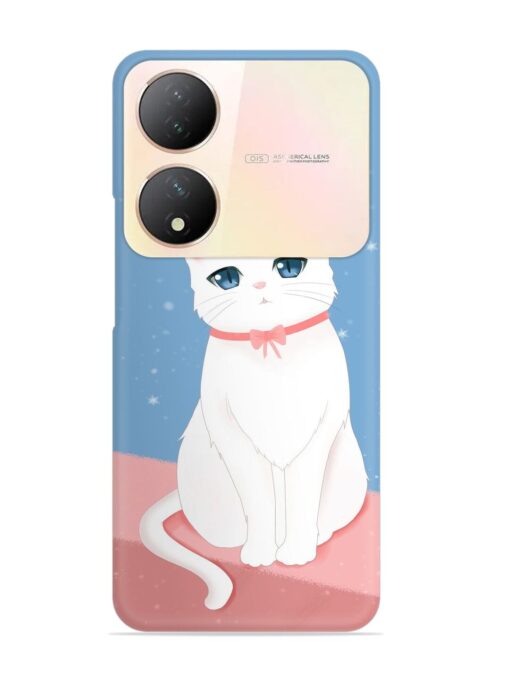 Cute White Cat Snap Case for Vivo Y100 (5G) Zapvi