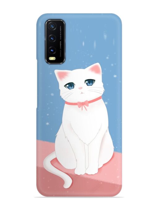 Cute White Cat Snap Case for Vivo Y12S Zapvi