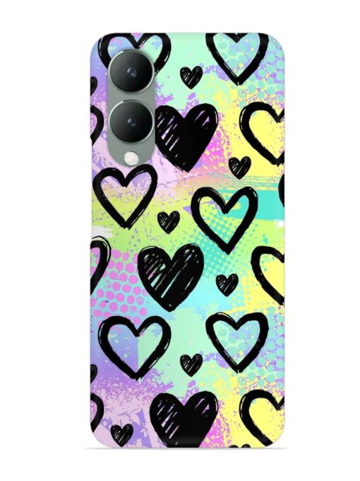 Bright Pattern Hearts Snap Case for Vivo Y17S