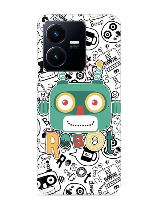 Robot Modern Seamless Pattern Snap Case for Vivo Y22 Zapvi