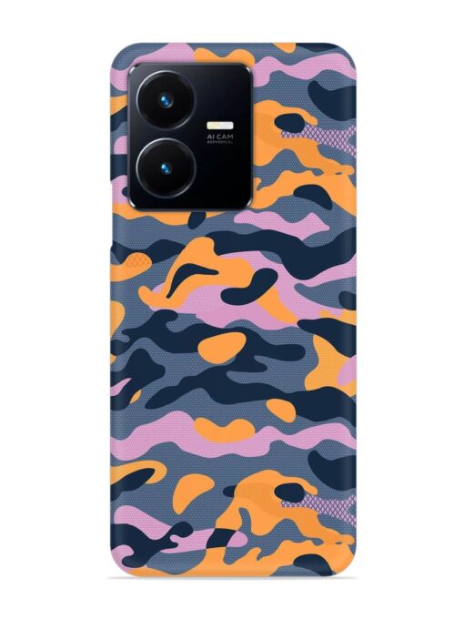 Camouflage Army Military English Orange Art Snap Case for Vivo Y22 Zapvi