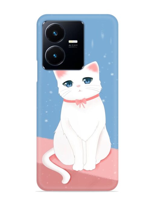 Cute White Cat Snap Case for Vivo Y22 Zapvi