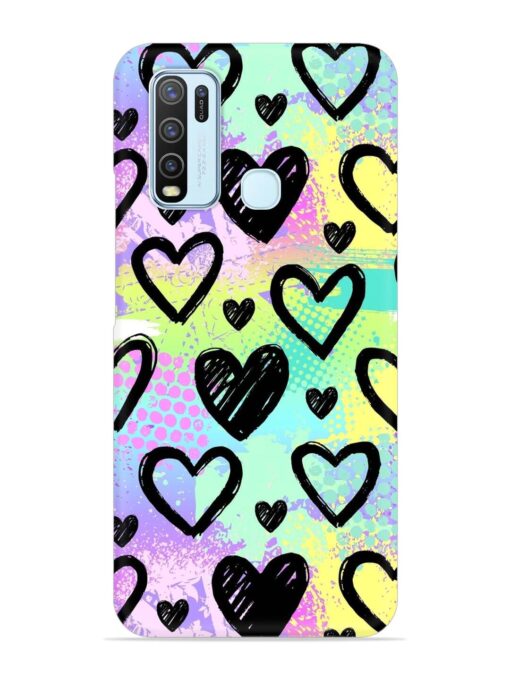 Bright Pattern Hearts Snap Case for Vivo Y30 Zapvi