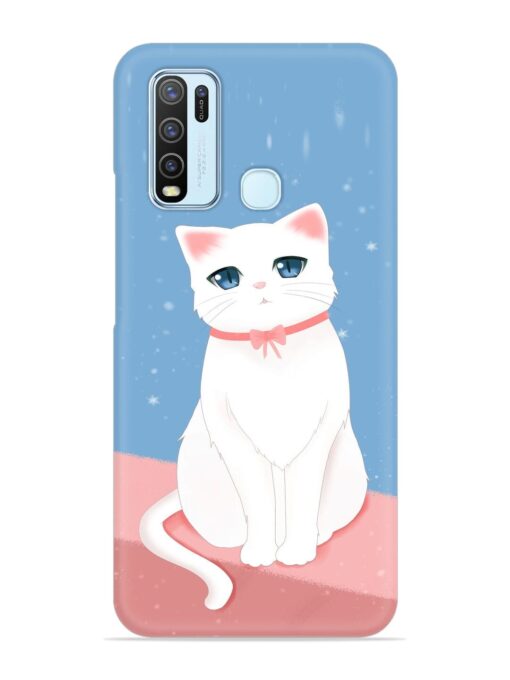 Cute White Cat Snap Case for Vivo Y30 Zapvi