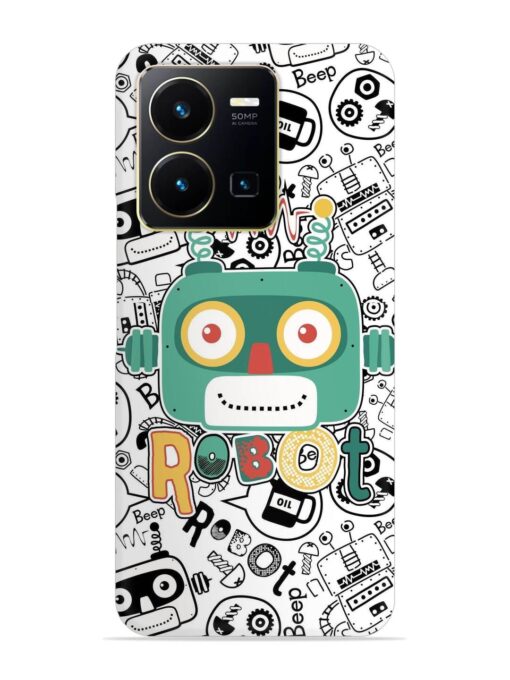 Robot Modern Seamless Pattern Snap Case for Vivo Y35 Zapvi