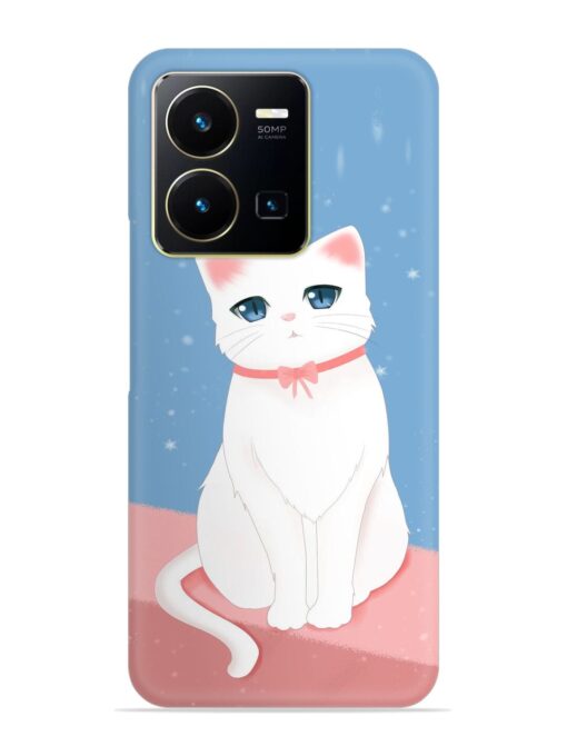 Cute White Cat Snap Case for Vivo Y35 Zapvi