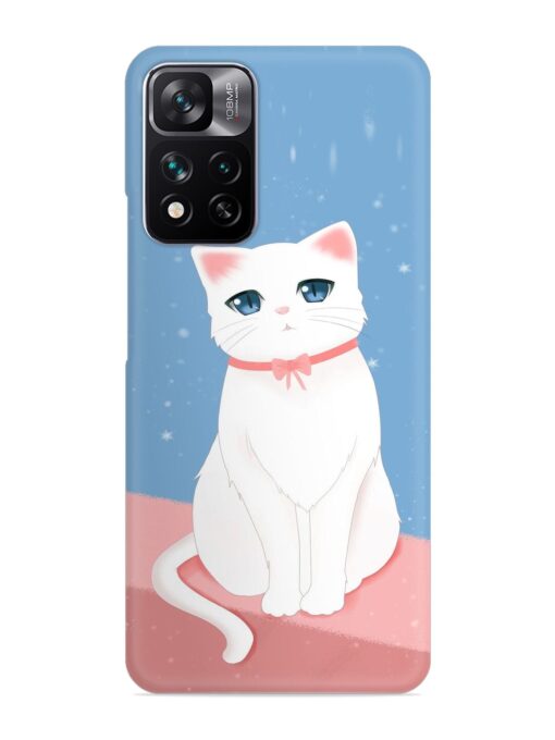 Cute White Cat Snap Case for Xiaomi Mi 11I Hypercharge (5G)