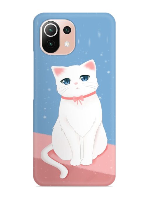 Cute White Cat Snap Case for Xiaomi Mi 11 Lite Zapvi