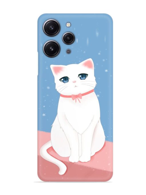 Cute White Cat Snap Case for Xiaomi Redmi 12 (4G)