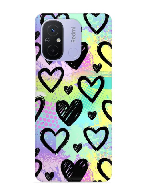 Bright Pattern Hearts Snap Case for Xiaomi Redmi 12C Zapvi