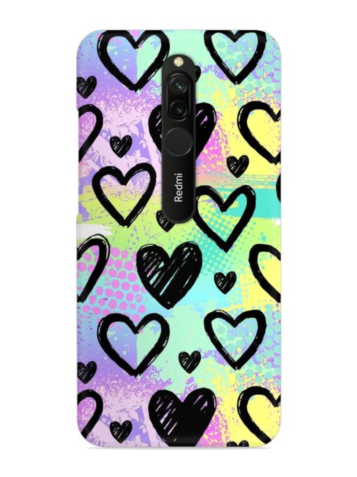 Bright Pattern Hearts Snap Case for Xiaomi Redmi 8