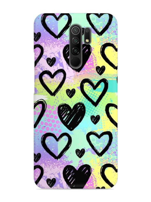 Bright Pattern Hearts Snap Case for Xiaomi Redmi 9 Prime Zapvi