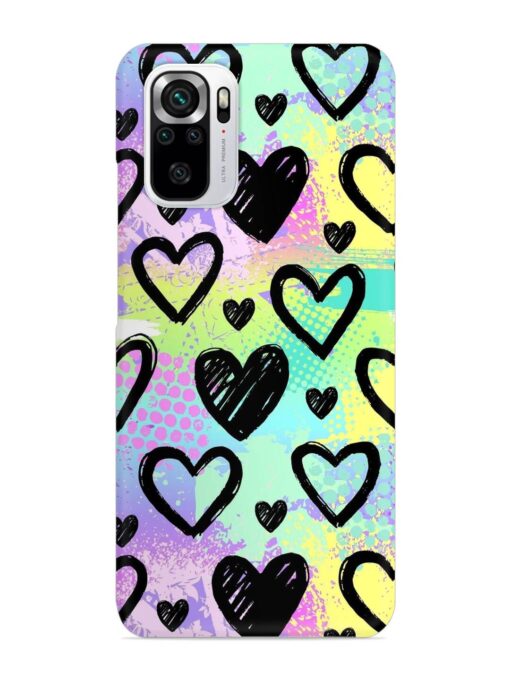 Bright Pattern Hearts Snap Case for Xiaomi Redmi Note 10S Zapvi