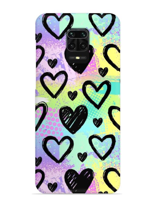 Bright Pattern Hearts Snap Case for Xiaomi Redmi Note 9 Pro Zapvi