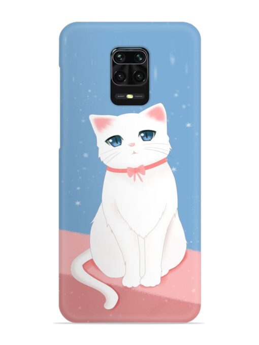 Cute White Cat Snap Case for Xiaomi Redmi Note 9 Pro