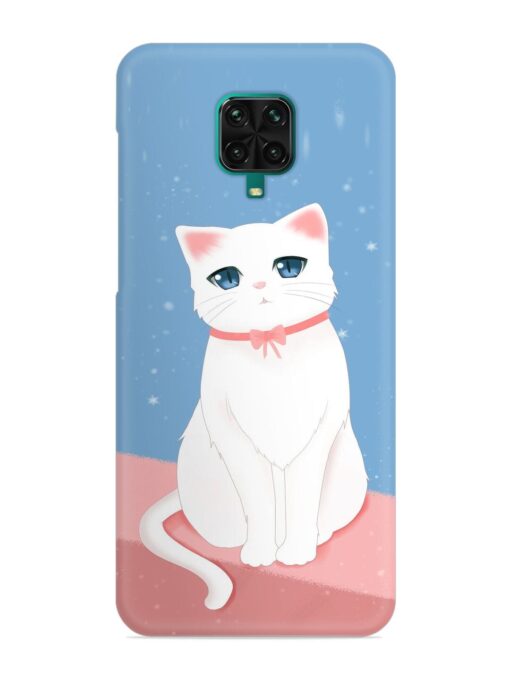 Cute White Cat Snap Case for Xiaomi Redmi Note 9 Pro Max Zapvi