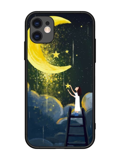 Moonlight Healing Night Illustration Glossy Metal TPU Phone Cover for Apple Iphone 11 Zapvi