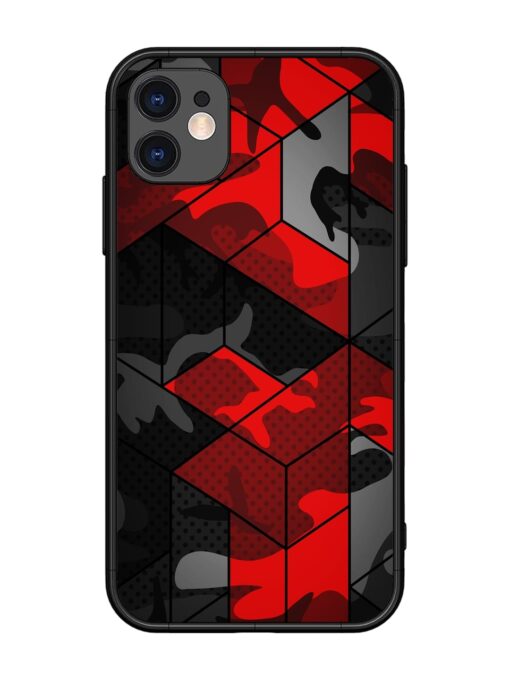 Royal Red Camouflage Pattern Glossy Metal Phone Cover for Apple Iphone 11 Zapvi