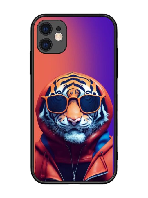 Tiger Animation Glossy Metal Phone Cover for Apple Iphone 11 Zapvi