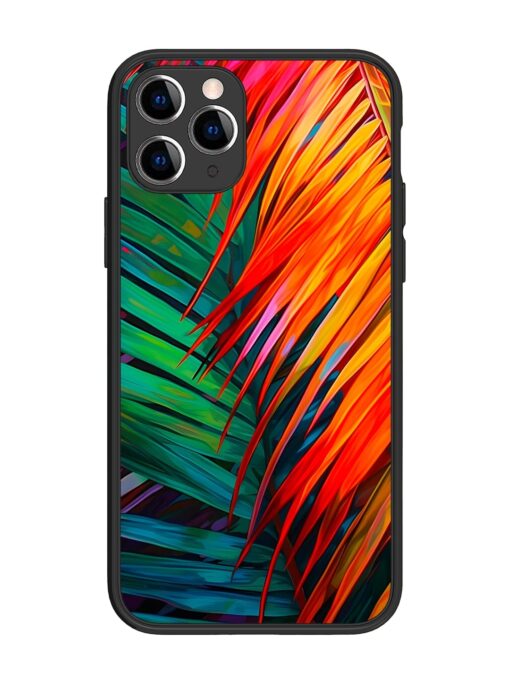 Painted Tropical Leaves Glossy Metal Phone Cover for Apple Iphone 11 Pro