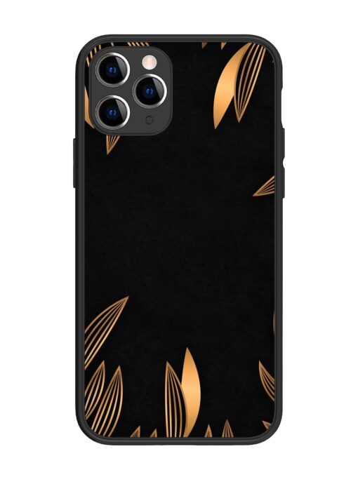 Golden Leaf Pattern Glossy Metal Phone Cover for Apple Iphone 11 Pro