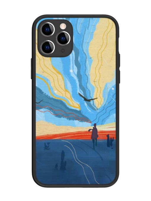 Minimal Abstract Landscape Glossy Metal Phone Cover for Apple Iphone 11 Pro