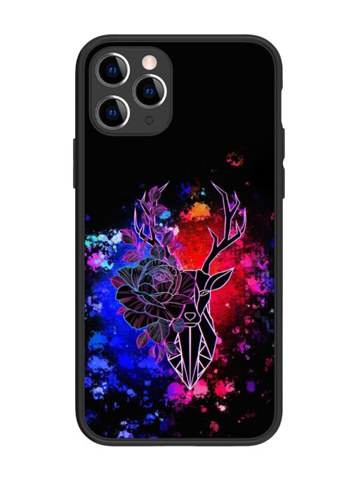 Floral Deer Art Glossy Metal Phone Cover for Apple Iphone 11 Pro