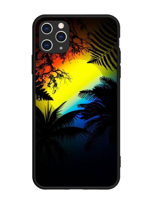 Colorful Sunset With Palm Trees Glossy Metal Phone Cover for Apple Iphone 11 Pro Max Zapvi