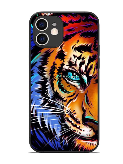 Colorful Lion Art Glossy Metal Phone Cover for Apple Iphone 12 Zapvi