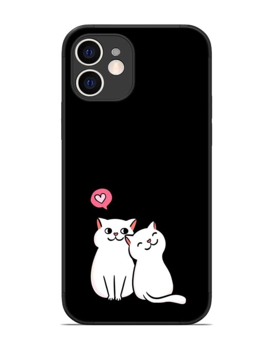 Cat Love Glossy Metal Phone Cover for Apple Iphone 12 Zapvi