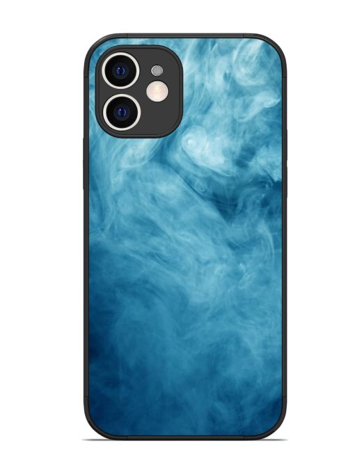 Blue Smoke Art Glossy Metal Phone Cover for Apple Iphone 12 Zapvi