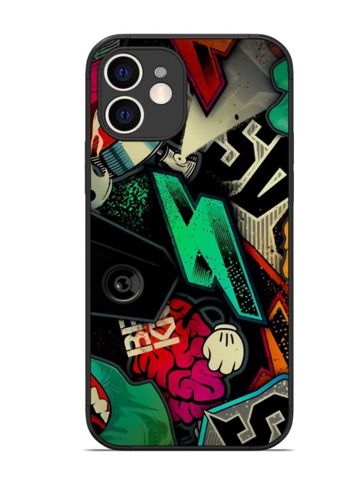 Graffiti Art Glossy Metal Phone Cover for Apple Iphone 12 Zapvi