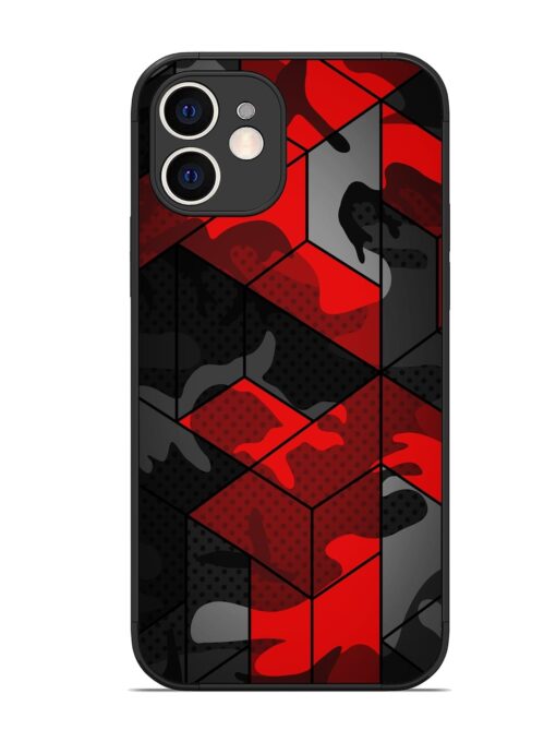 Royal Red Camouflage Pattern Glossy Metal Phone Cover for Apple Iphone 12