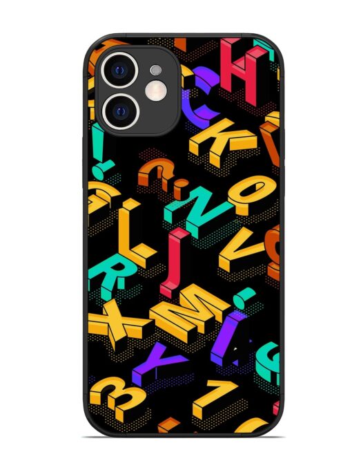 Seamless Pattern With Letters Glossy Metal Phone Cover for Apple Iphone 12 Zapvi