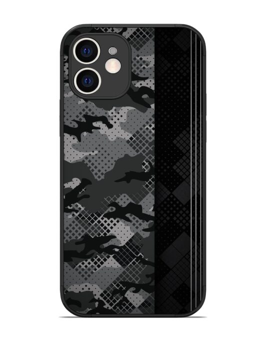 Dark Camouflage Glossy Metal Phone Cover for Apple Iphone 12 Zapvi