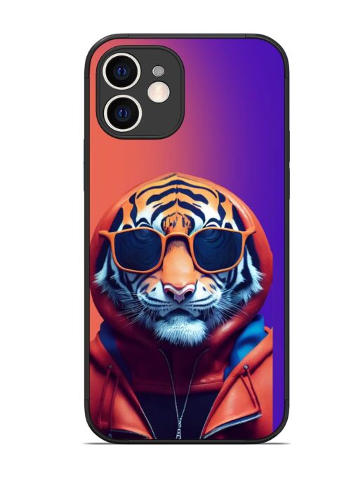 Tiger Animation Glossy Metal Phone Cover for Apple Iphone 12 Zapvi