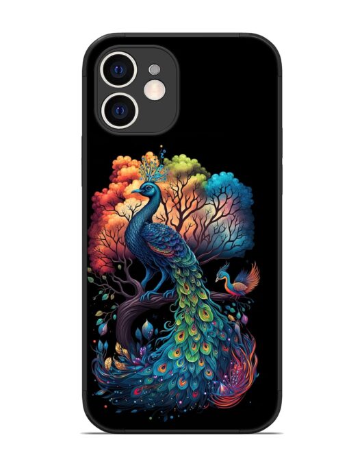 Peacock Tree Art Glossy Metal Phone Cover for Apple Iphone 12 Zapvi