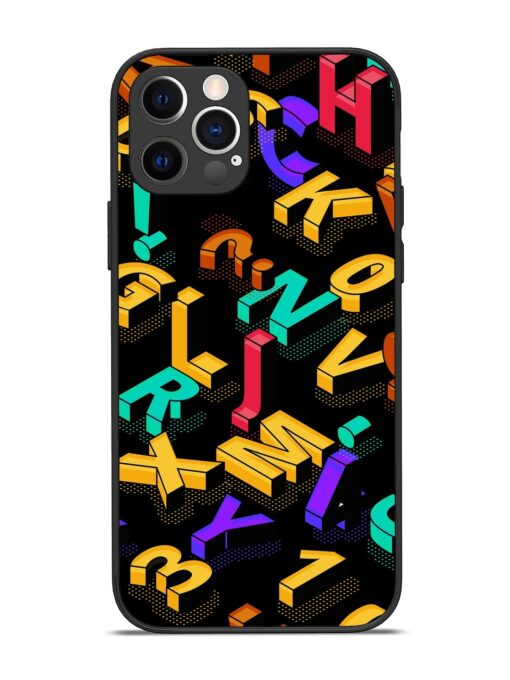 Seamless Pattern With Letters Glossy Metal Phone Cover for Apple Iphone 12 Pro