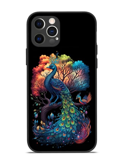 Peacock Tree Art Glossy Metal Phone Cover for Apple Iphone 12 Pro