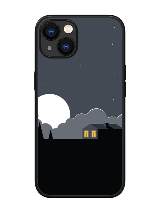 Full Moon Vector Art Glossy Metal Phone Cover for Apple Iphone 13