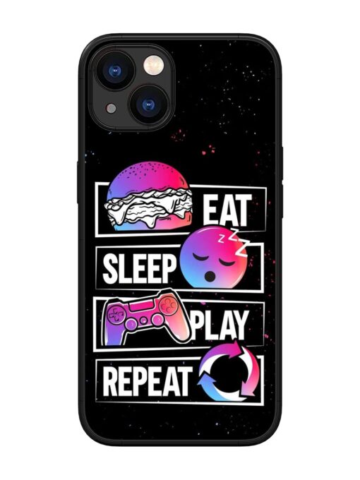 Eat Sleep Play Repeat Glossy Metal Phone Cover for Apple Iphone 13 Zapvi