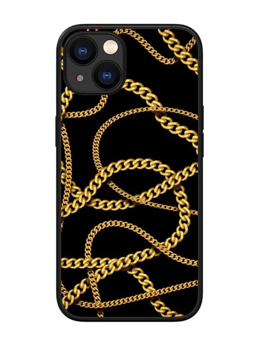 Decorative Golde Chain Glossy Metal Phone Cover for Apple Iphone 13 Zapvi