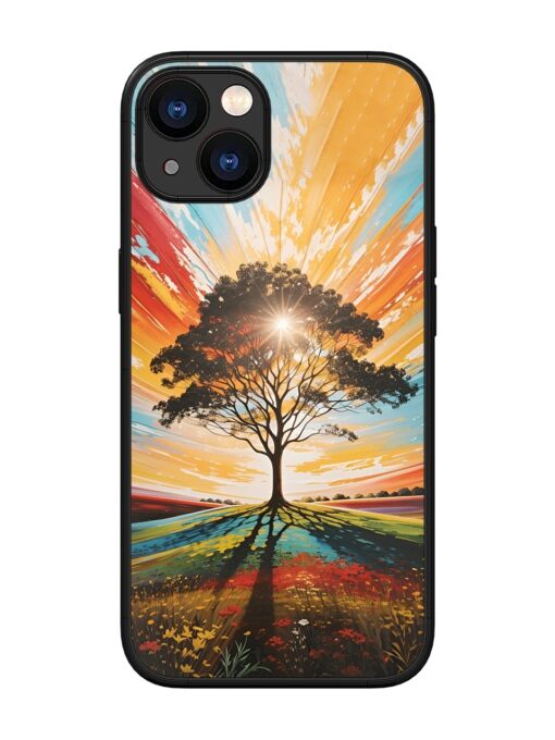 Abstract Tree Colorful Art Glossy Metal Phone Cover for Apple Iphone 13 Zapvi