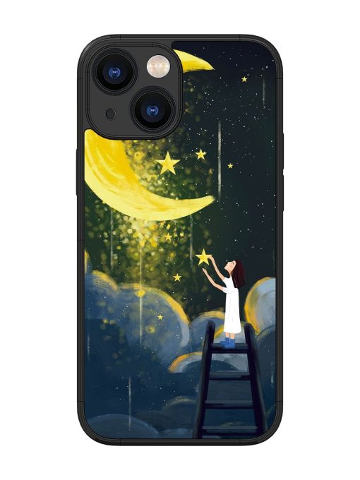 Moonlight Healing Night Illustration Glossy Metal TPU Phone Cover for Apple Iphone 13 Mini